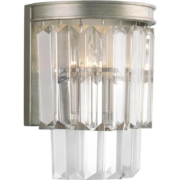 1 Light 120 volt : Silver Ridge Vanity Clear Hanging Crystal Glass Light Fixture