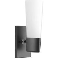 Progress Lighting 1 Light 120 volt Matte Black Vanity Etched Opal Glass Light Fixture