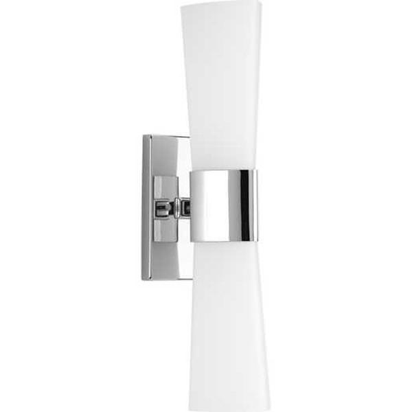 2 Light 120 volt Polished Chrome Vanity Etched Opal Glass Light Fixture