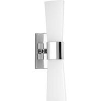 Progress Lighting 2 Light 120 volt Polished Chrome Vanity Etched Opal Glass Light Fixture