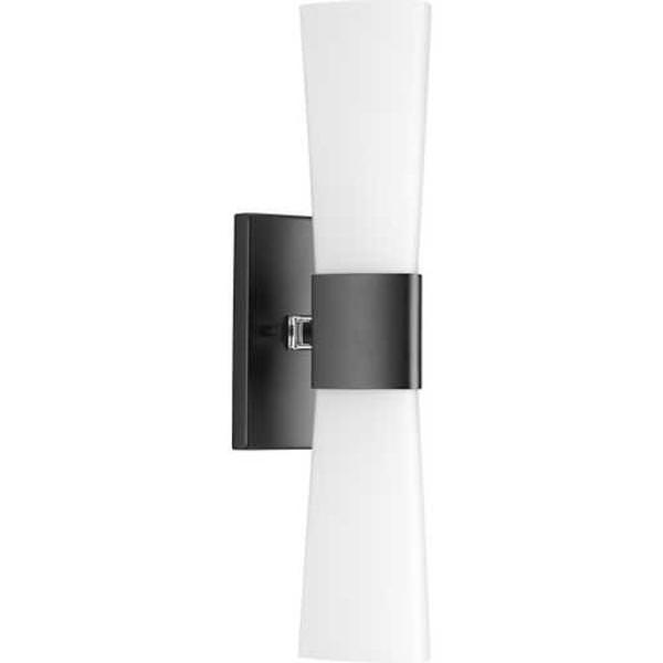 2 Light 120 volt Matte Black Vanity Etched Opal Glass Light Fixture