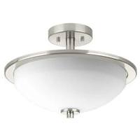 Progress Lighting 2 Light 120 volt Brushed Nickel Etched White Glass Bowl Ceiling Light Fixture