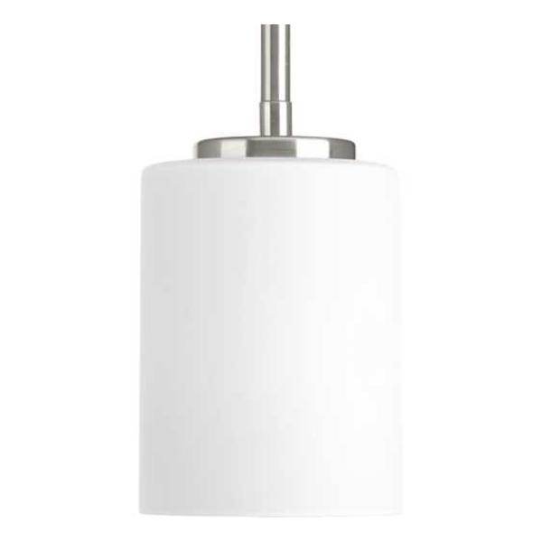 1 Light Brushed Nickel Etched White Glass Shade Pendant Light Fixture