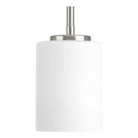 Progress Lighting 1 Light Brushed Nickel Etched White Glass Shade Pendant Light Fixture