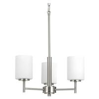 Progress Lighting 3 Light Brushed Nickel Etched Glass Shade Chandelier Light Fixture