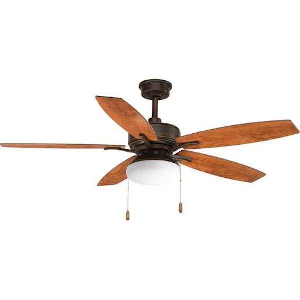 52" Antique Bronze 5 American Walnut/Cherry Blade Indoor LED Ceiling Fan
