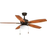 Progress Lighting 52" Antique Bronze 5 American Walnut/Cherry Blade Indoor LED Ceiling Fan