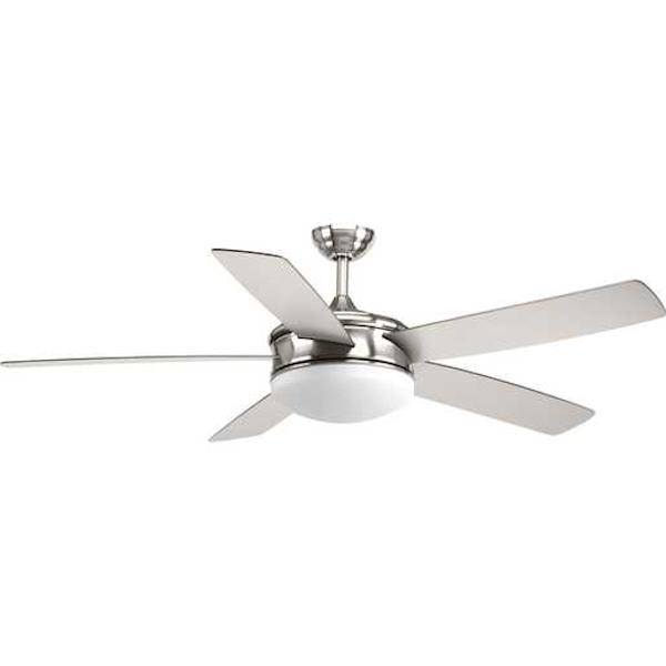 60" Brushed Nickel 5 Silver/Black Blade Indoor Remote Control LED Ceiling Fan