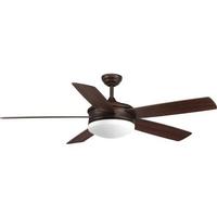 Progress Lighting 60" Antique Bronze 5 Dark Walnut/Cherry Blade Indoor Remote Control LED Ceiling Fan