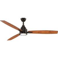 Progress Lighting 60" Antique Bronze 3 Walnut/Cherry Blade Indoor Remote Control LED Ceiling Fan