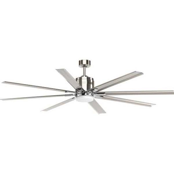 72" Brushed Nickel 8 Blade Remote Control LED Ceiling Fan