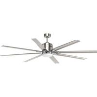 Progress Lighting 72" Brushed Nickel 8 Blade Remote Control LED Ceiling Fan