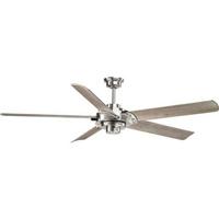 Progress Lighting 68" Brushed Nickel 5 Carved Driftwood Blade Ceiling Fan