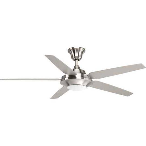 54" Brushed Nickel 5 Silver/Driftwood Reversible Blade Indoor Remote Control LED Ceiling Fan