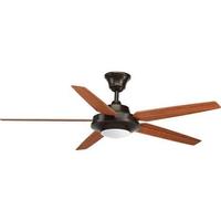 Progress Lighting 54" Antique Bronze 5 Medium Cherry/Classic Walnut Reversible Blade Indoor Remote Control LED Ceiling Fan
