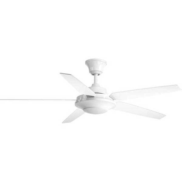 54" White 5 Blade Indoor Remote Control LED Ceiling Fan