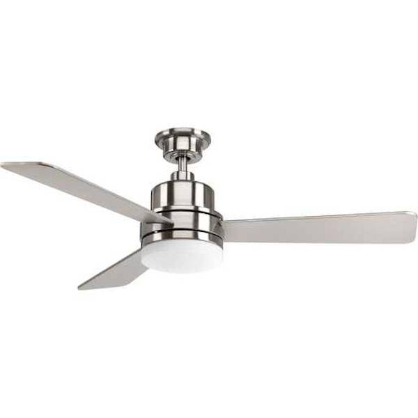 52" Brushed Nickel 3 Blade Remote Control LED Ceiling Fan