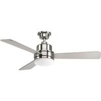 Progress Lighting 52" Brushed Nickel 3 Blade Remote Control LED Ceiling Fan