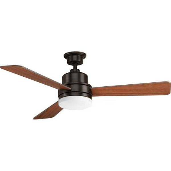 52" Antique Bronze 3 Medium Cherry/Classic Walnut Blade Remote Control LED Ceiling Fan