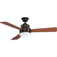 Progress Lighting 52" Antique Bronze 3 Medium Cherry/Classic Walnut Blade Remote Control LED Ceiling Fan