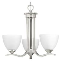 Progress Lighting 3 Light Brushed Nickel Etched Glass Shade Chandelier Light Fixture