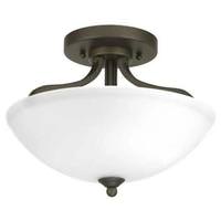 Progress Lighting 2 Light 120 volt Antique Bronze Etched Glass Bowl Ceiling Light Fixture