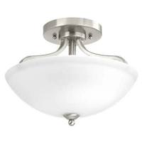 Progress Lighting 2 Light 120 volt Brushed Nickel Etched Glass Bowl Ceiling Light Fixture
