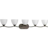 Progress Lighting 5 Light 120 volt Antique Bronze Vanity Etched Glass Light Fixture