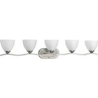 Progress Lighting 5 Light 120 volt Brushed Nickel Vanity Etched Glass Light Fixture