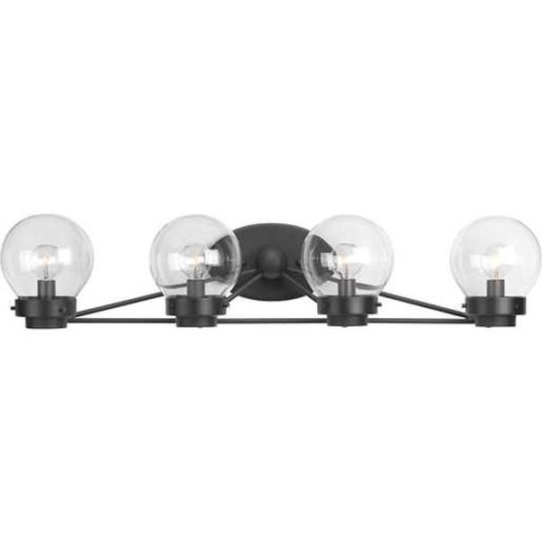 4 Light 120 volt Matte Black Vanity Clear Glass Light Fixture