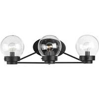View 3 Light 120 volt Matte Black Vanity Clear Glass Light Fixture