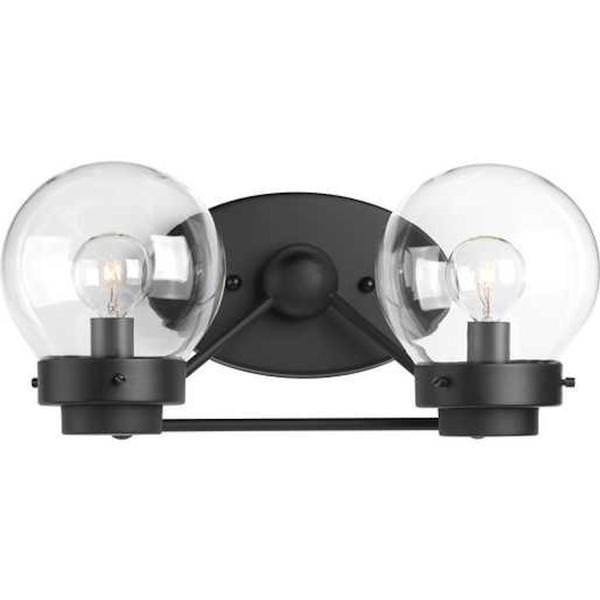 2 Light 120 volt Matte Black Vanity Clear Glass Light Fixture