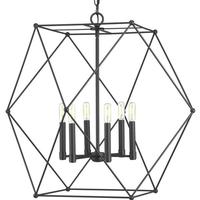 Progress Lighting 6 Light Matte Black Urban Industrial Pendant Light Fixture