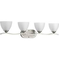 Progress Lighting 4 Light 120 volt Brushed Nickel Vanity Etched Glass Light Fixture