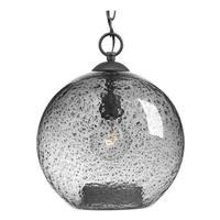 Progress Lighting 1 Light Graphite Smoked Textured Glass Shade Pendant Light Fixture