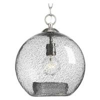 Progress Lighting 1 Light Brushed Nickel Clear Textured Glass Shade Pendant Light Fixture