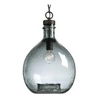 Progress Lighting 1 Light Antique Bronze Recycled Blue Textured Glass Shade Pendant Light Fixture