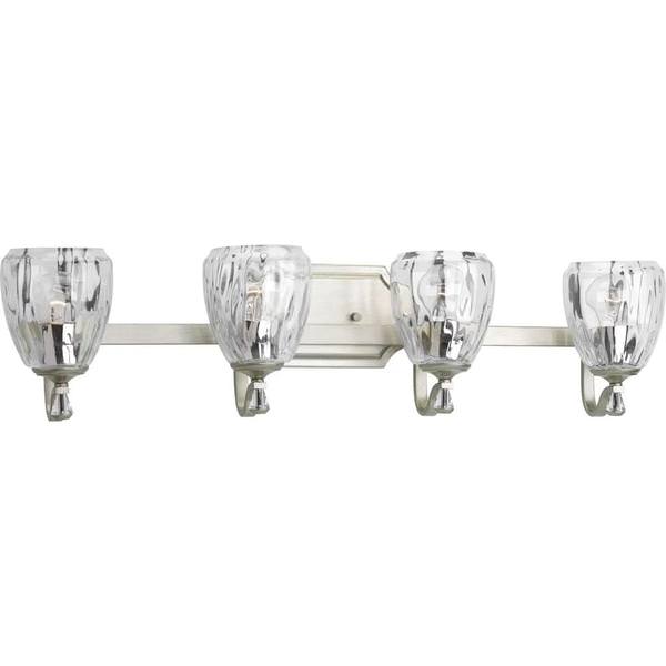 4 Light 120 volt Silver Vanity Clear Water Glass Light Fixture