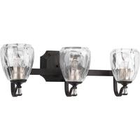 View 3 Light 120 volt Antique Bronze Vanity Clear Water Glass Light Fixture