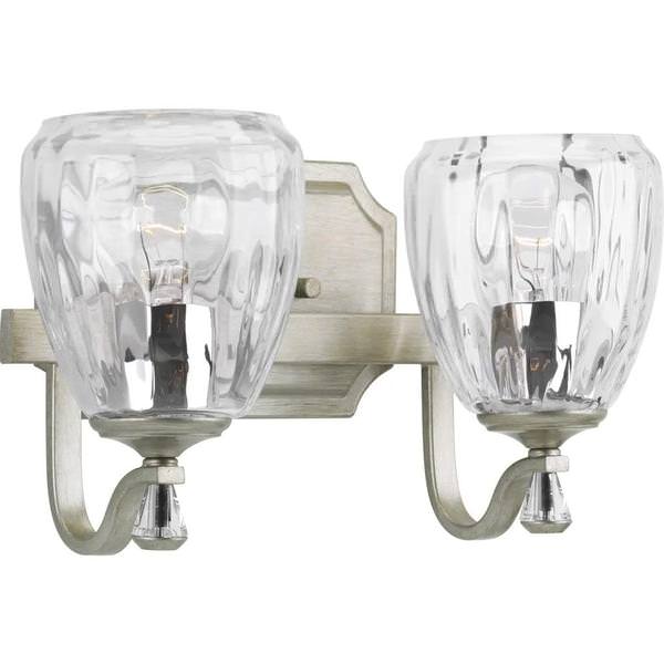 2 Light 120 volt Silver Vanity Clear Water Glass Light Fixture
