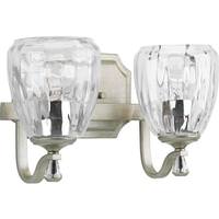 View 2 Light 120 volt Silver Vanity Clear Water Glass Light Fixture
