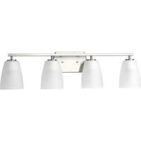 Progress Lighting 4 Light 120 volt Brushed Nickel Vanity Etched Glass Light Fixture