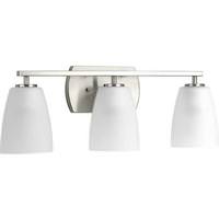 View 3 Light 120 volt Brushed Nickel Vanity Etched Glass Light Fixture