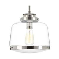 Progress Lighting 1 Light Polished Nickel Clear Glass Shade Pendant Light Fixture