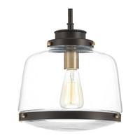 Progress Lighting 1 Light Antique Bronze Clear Glass Shade Pendant Light Fixture