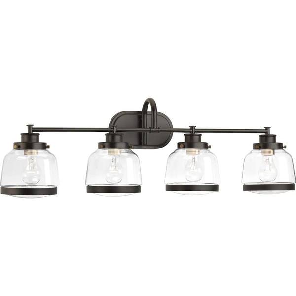 4 Light 120 volt Antique Bronze Vanity Clear Glass Light Fixture