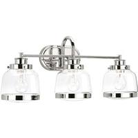View 3 Light 120 volt Polished Nickel Vanity Clear Glass Light Fixture