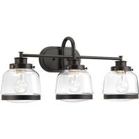 View 3 Light 120 volt Antique Bronze Vanity Clear Glass Light Fixture
