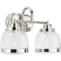 View 2 Light 120 volt Polished Nickel Vanity Clear Glass Light Fixture