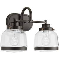 View 2 Light 120 volt Antique Bronze Vanity Clear Glass Light Fixture